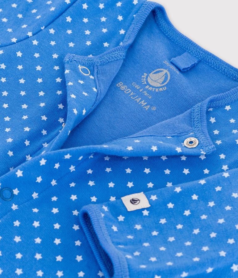 Bodyjama beb&egrave; in cotone biologico blu/bianco