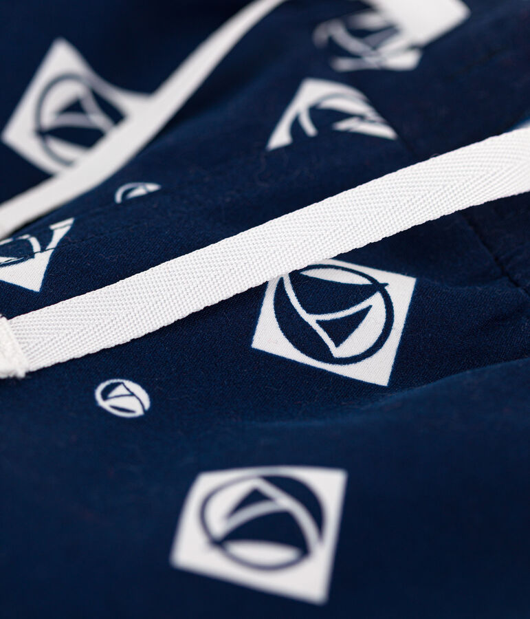 Shorts da mare bambino riciclati con stampa blu/ecru