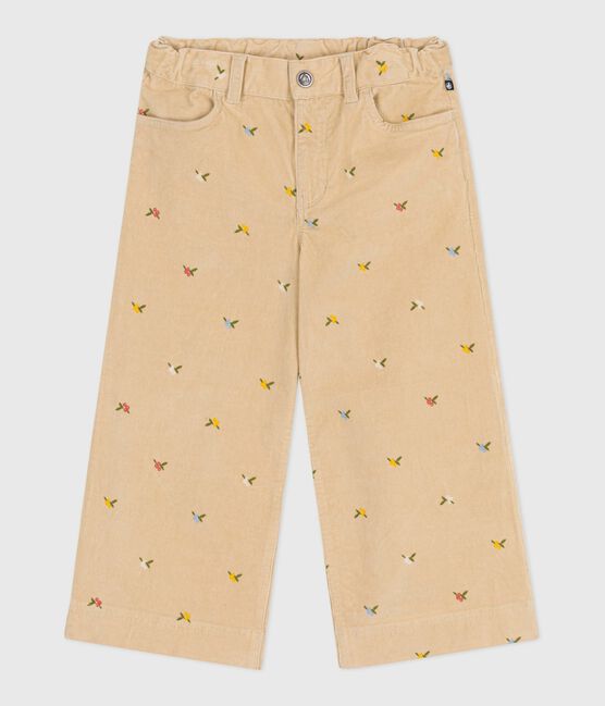 Pantaloni in velluto fantasia bambina beige CAJOU/ MULTICO