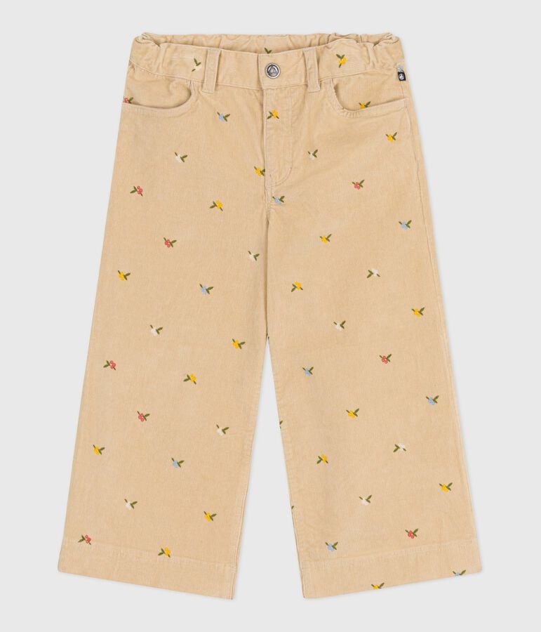 Pantaloni in velluto fantasia bambina beige/multicolore