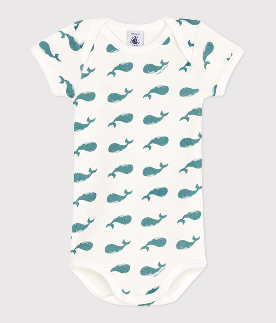 Body a maniche corte in cotone con stampa neonato verde MARSHMALLOW/ DRAGONFLY