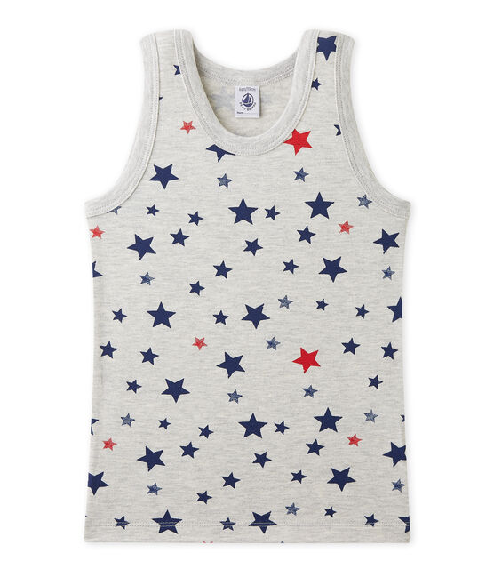 Canotta per bambino con stampa in jersey stretch grigio BELUGA/bianco MULTICO