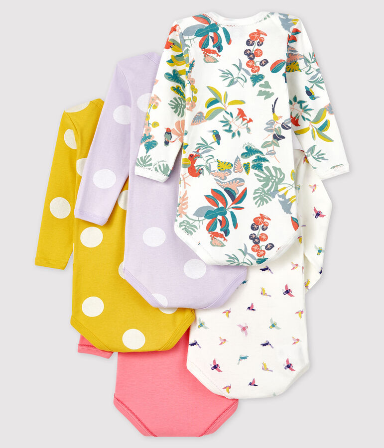 Confezione da 5 body a manica lunga beb&egrave; femmina multicolore