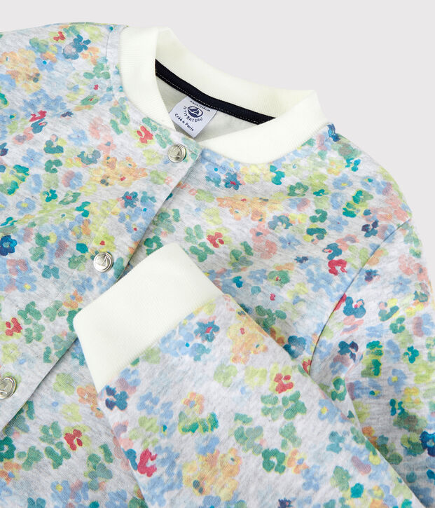 Cardigan stile teddy in jersey bambina grigio/multicolore