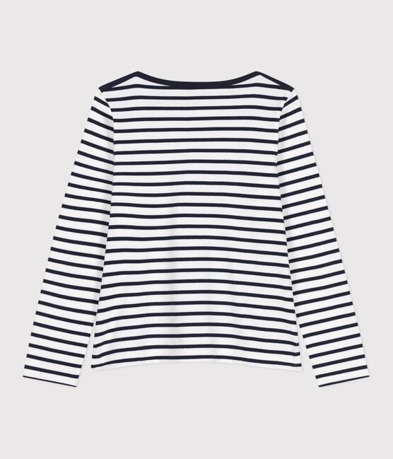 Marinière a maniche lunghe in cotone donna bianco MARSHMALLOW/blu SMOKING