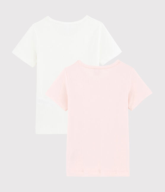 Confezione da 2 t-shirt maniche corte traforate pastello bambina in cotone biologico variante 1