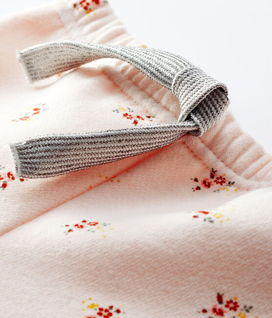Pantaloni fantasia in molleton bebè femmina rosa FLEUR/bianco MULTICO