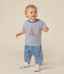 T-shirt a maniche corte in jersey sottile neonato bianco MARSHMALLOW/blu MEDIEVAL