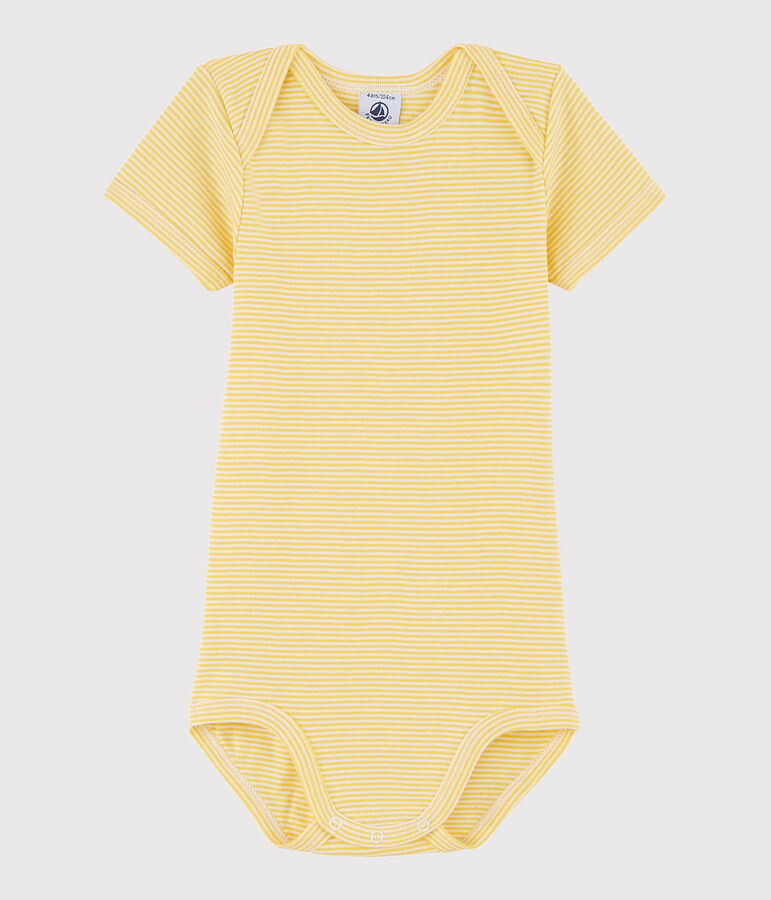 Body a manica corta beb&egrave; unisex giallo/bianco