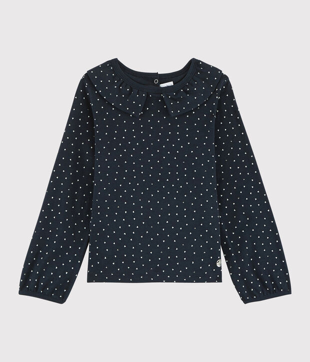 T-shirt con scollo bambina blu/multicolore