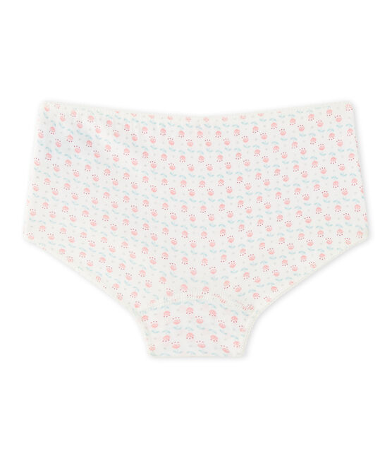 Shorty per bambina stampato in jersey stretch bianco LAIT/bianco MULTICO