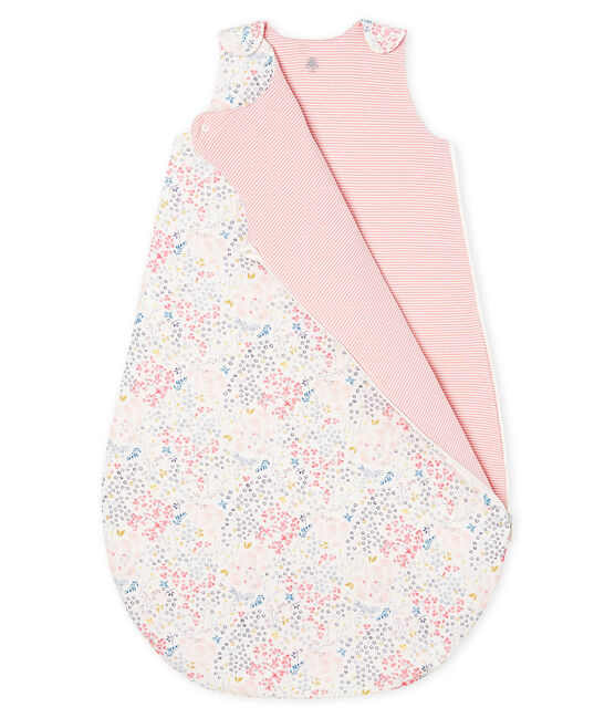 Sacco nanna reversibile bebè femmina a costine bianco MARSHMALLOW/bianco MULTICO