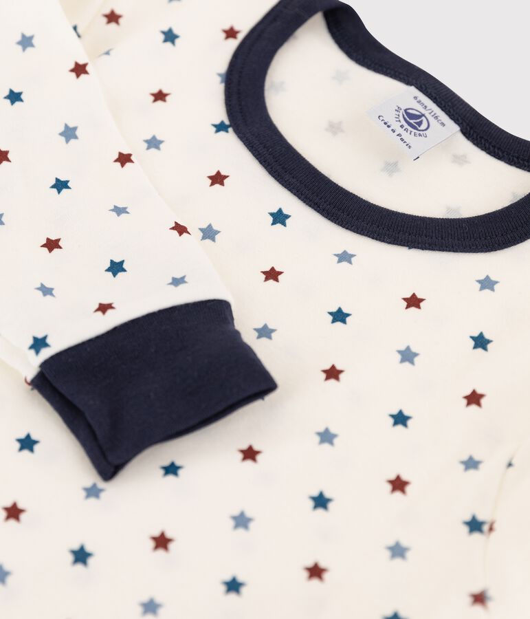 Pigiama bambino a costine con barca stampata bianco MARSHMALLOW/bianco MULTICO