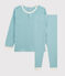 Pigiama bambina/bambino a righe in cotone e Lyocell blu MIROIR/bianco MARSHMALLOW