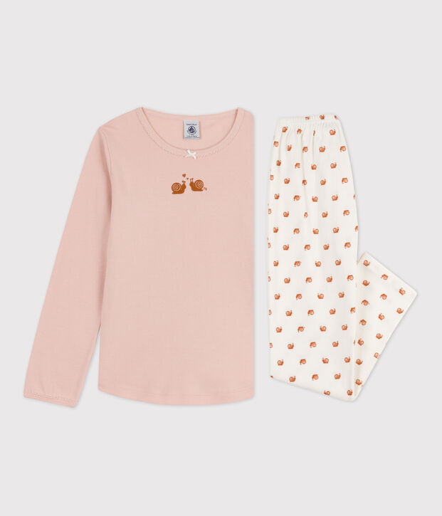 Pigiama bambina in cotone rosa/multicolore