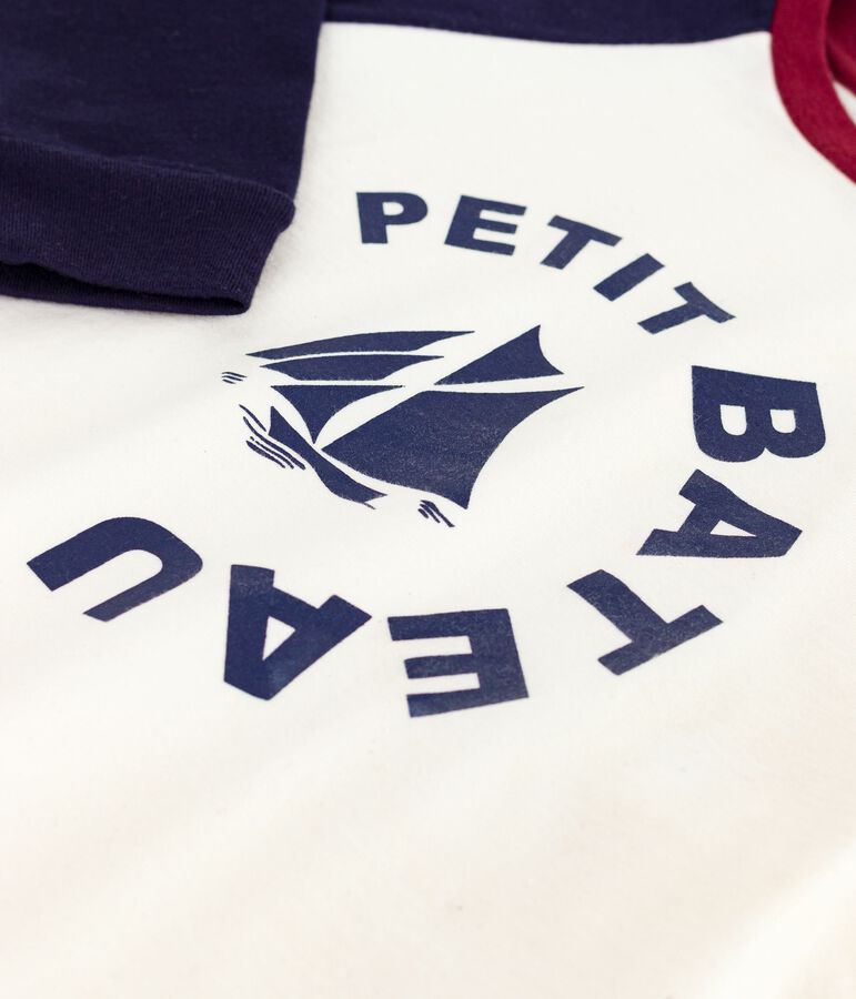 T-shirt a maniche lunghe in cotone con stampa color block bambino blu/blu