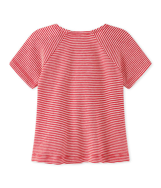 T-shirt per bebè femmina a righe rosso TERKUIT/bianco MARSHMALLOW
