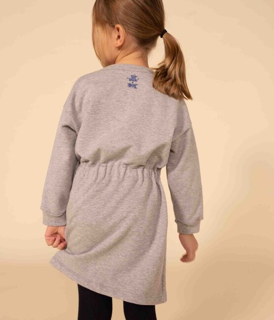 Abito a maniche lunghe in molleton spazzolato bambina grigio CHATON CHINE