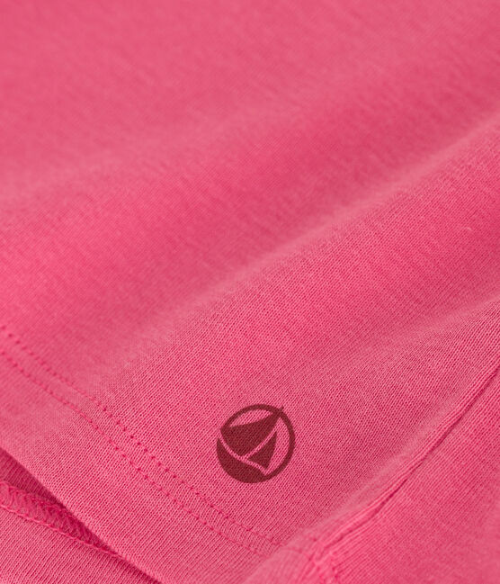 T-shirt a maniche corte in cotone tinta unita bambina rosa PEONIA