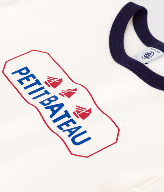 T-shirt a maniche corte con stampa bambino ecru MILK