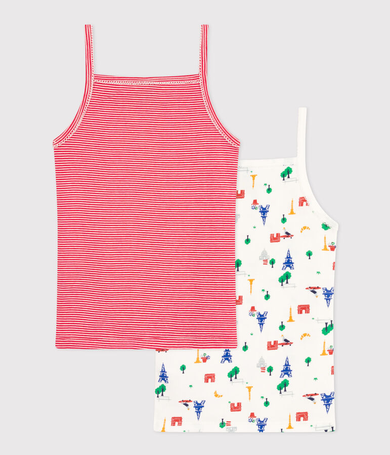 Confezione da 2 canottiere con spalline Parigi in cotone bambino multicolore