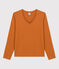 T-shirt La Regular scollo a V in cotone Donna marrone ECUREUIL