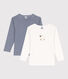 Confezione da 2 t-shirt a maniche lunghe millerighe bambino cotone