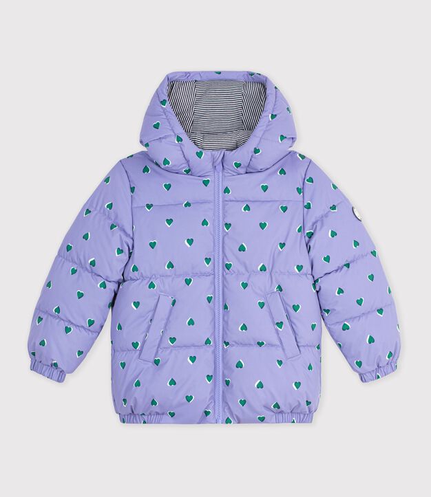 Piumino con stampa a cuori bambina viola/multicolore