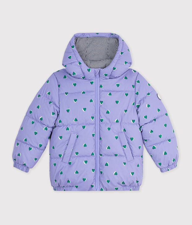 Piumino con stampa a cuori bambina viola/multicolore