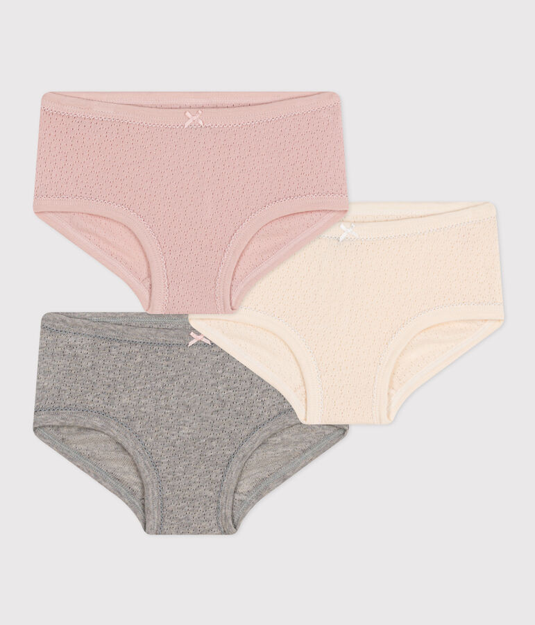 Confezione da 3 culotte a vita alta in cotone traforato bambino multicolore