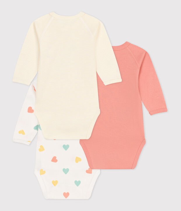 Set da 3 body incrociati a maniche lunghe in cotone stampato neonato multicolore