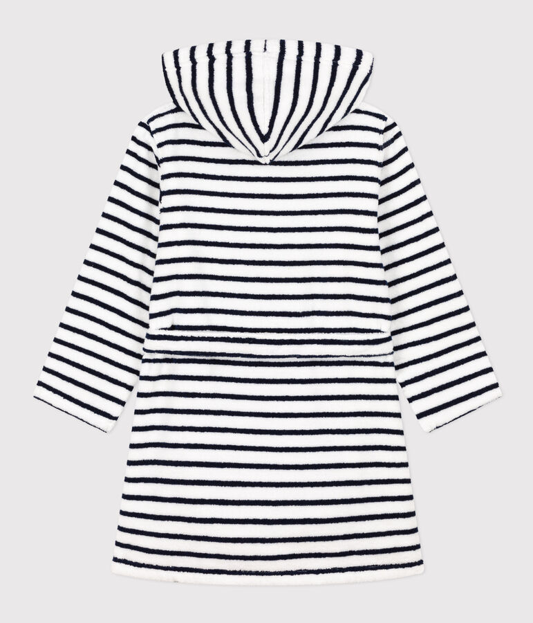 Accappatoio bambino unisex in spugna motivo a righe bianco/blu