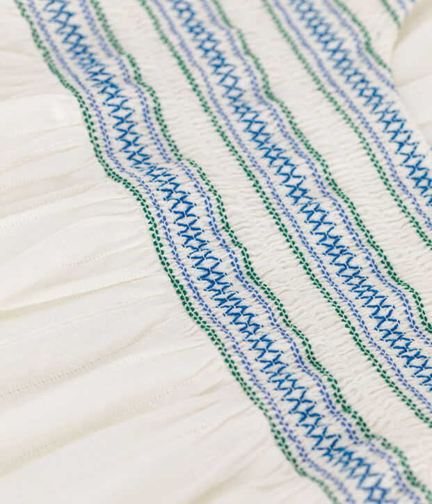 Abito a maniche corte in cotone bambina bianco