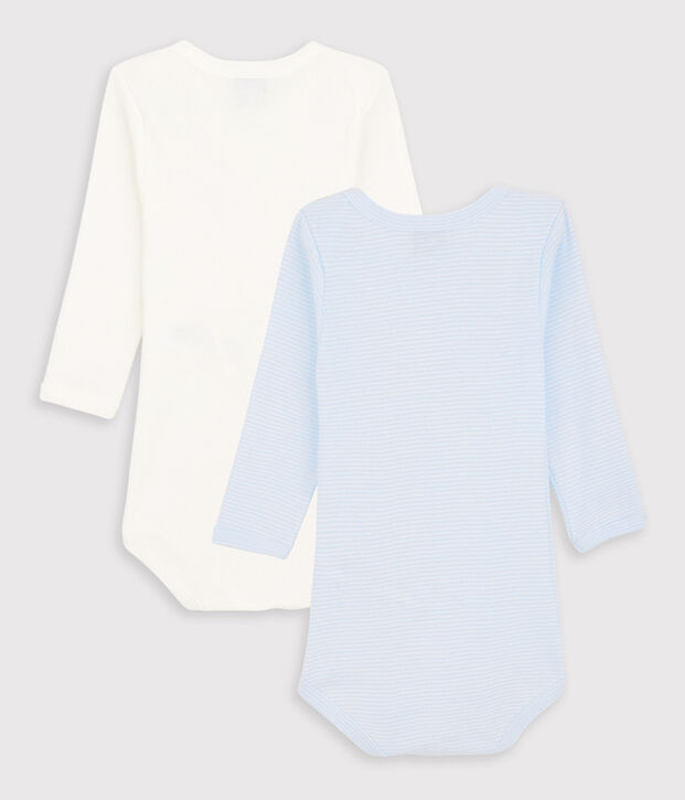 Confezione da 2 body manica lunga millerighe beb&egrave; in cotone biologico multicolore