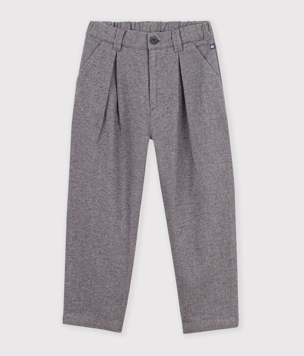 Pantaloni con pinces in flanella di cotone bambino grigio