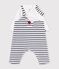 Set salopette e body in cotone a righe con colletto neonato bianco/blu