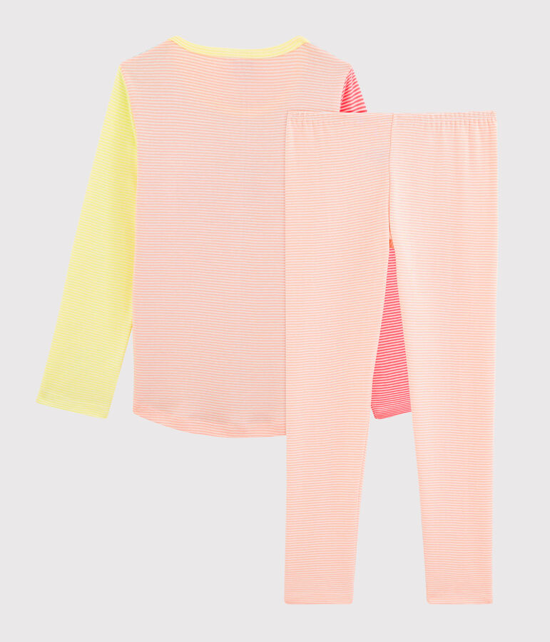 Pigiama bambina a costine bianco/multicolore