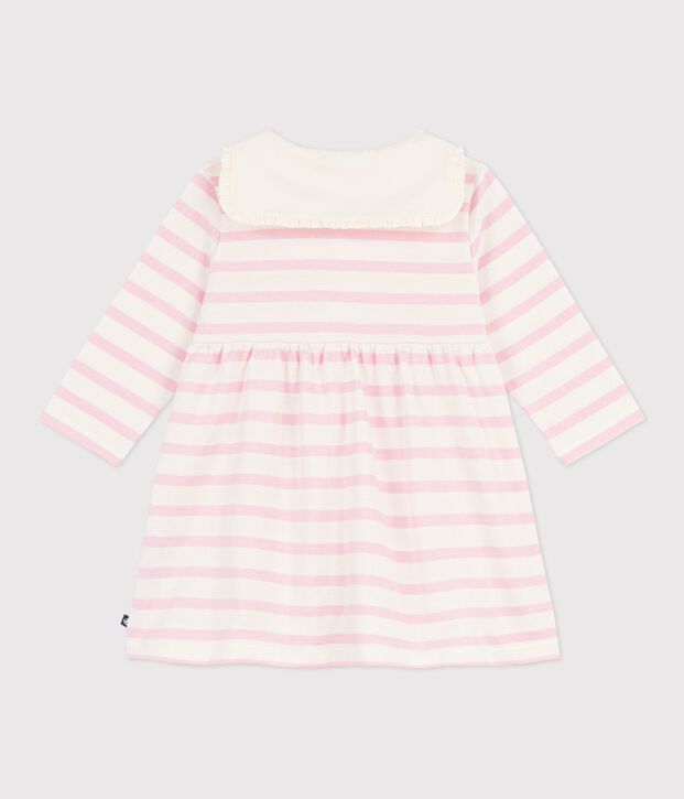 Abito marini&egrave;re a maniche lunghe in cotone con colletto alla marinara neonata rosa/rosa