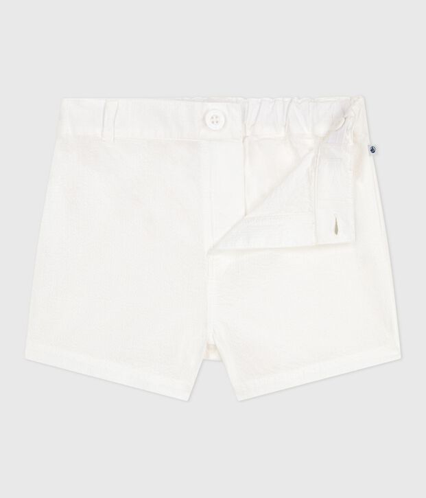 Shorts in seersucker a righe neonato bianco