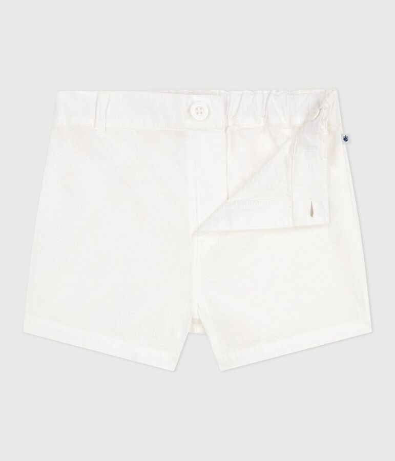 Shorts in seersucker a righe neonato bianco