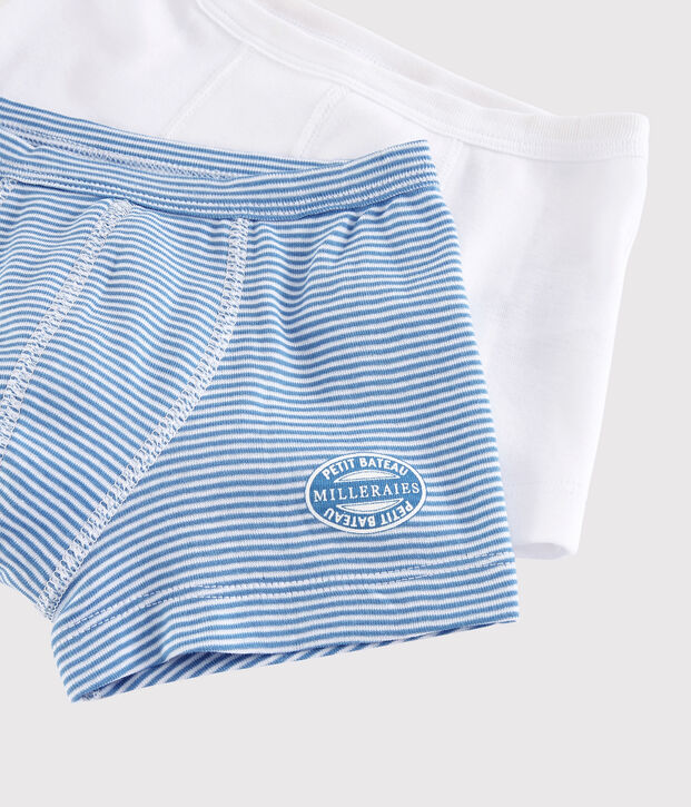 Confezione da 2 boxer millerighe blu a costine bambino multicolore