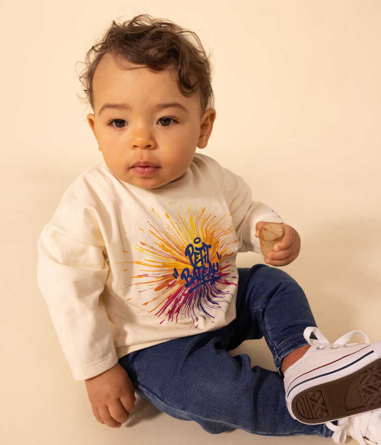 T-shirt a maniche lunghe in jersey per beb&egrave; ecru AVALANCHE