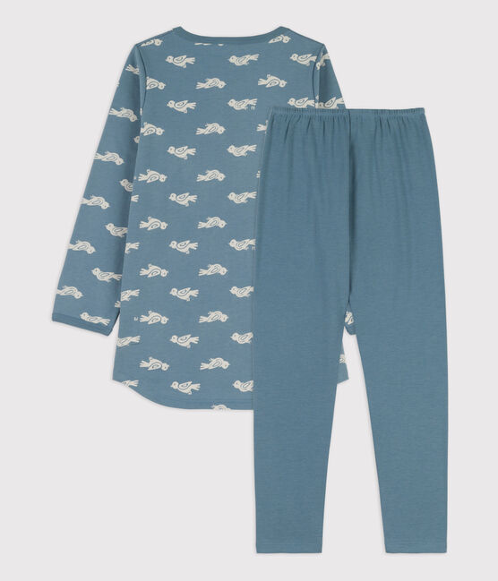Camicia da notte e leggings in materiale felpato e cotone per bimbe, con fantasia volatile blu ROVER/bianco MARSHMALLOW