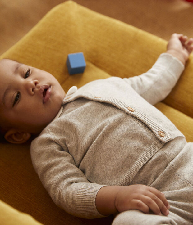 Completo 2 pezzi beb&egrave; in maglia di lana e cotone BELUGA CHINE