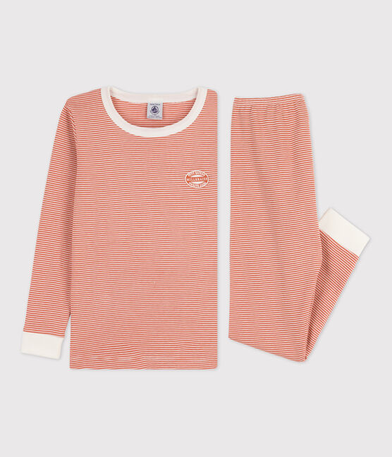 Pigiama snugfit millerighe unisex in cotone rosa BRANDY/bianco MARSHMALLOW
