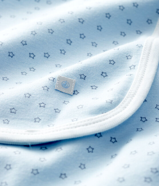 Lenzuolo maternità bebè in cotone biologico blu FRAICHEUR/grigio CONCRETE