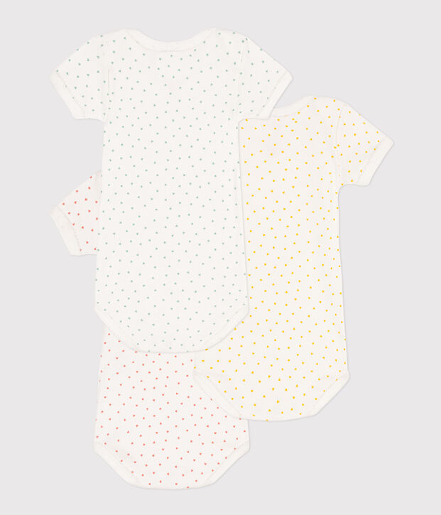 Confezione da 3 body manica corta con cuori in cotone multicolore