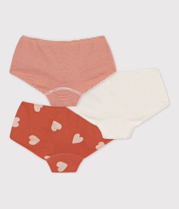 Confezione da 3 shorty cuore da bambina in cotone multicolore