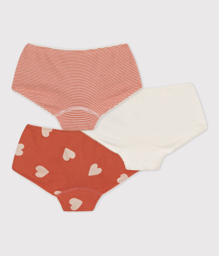 Confezione da 3 shorty cuore da bambina in cotone multicolore