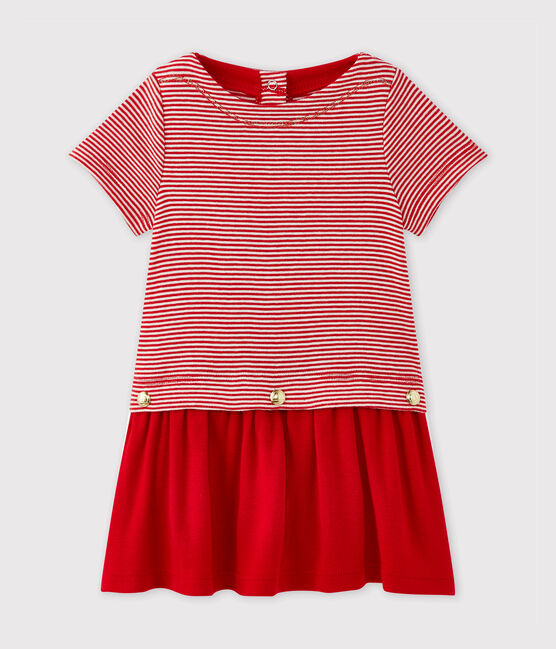Abito bebé bambina millerighe rosso TERKUIT/bianco MARSHMALLOW